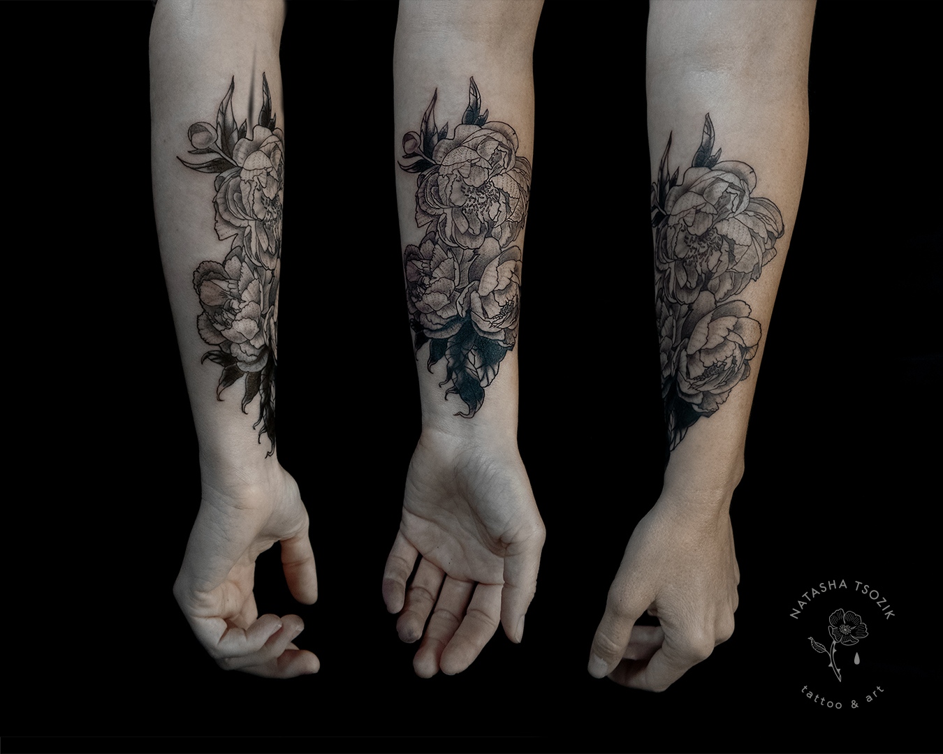 All sizes  Black and Grey Skull Bone and Flowers Tattoo Cover Up  Flickr   Photo Sharing