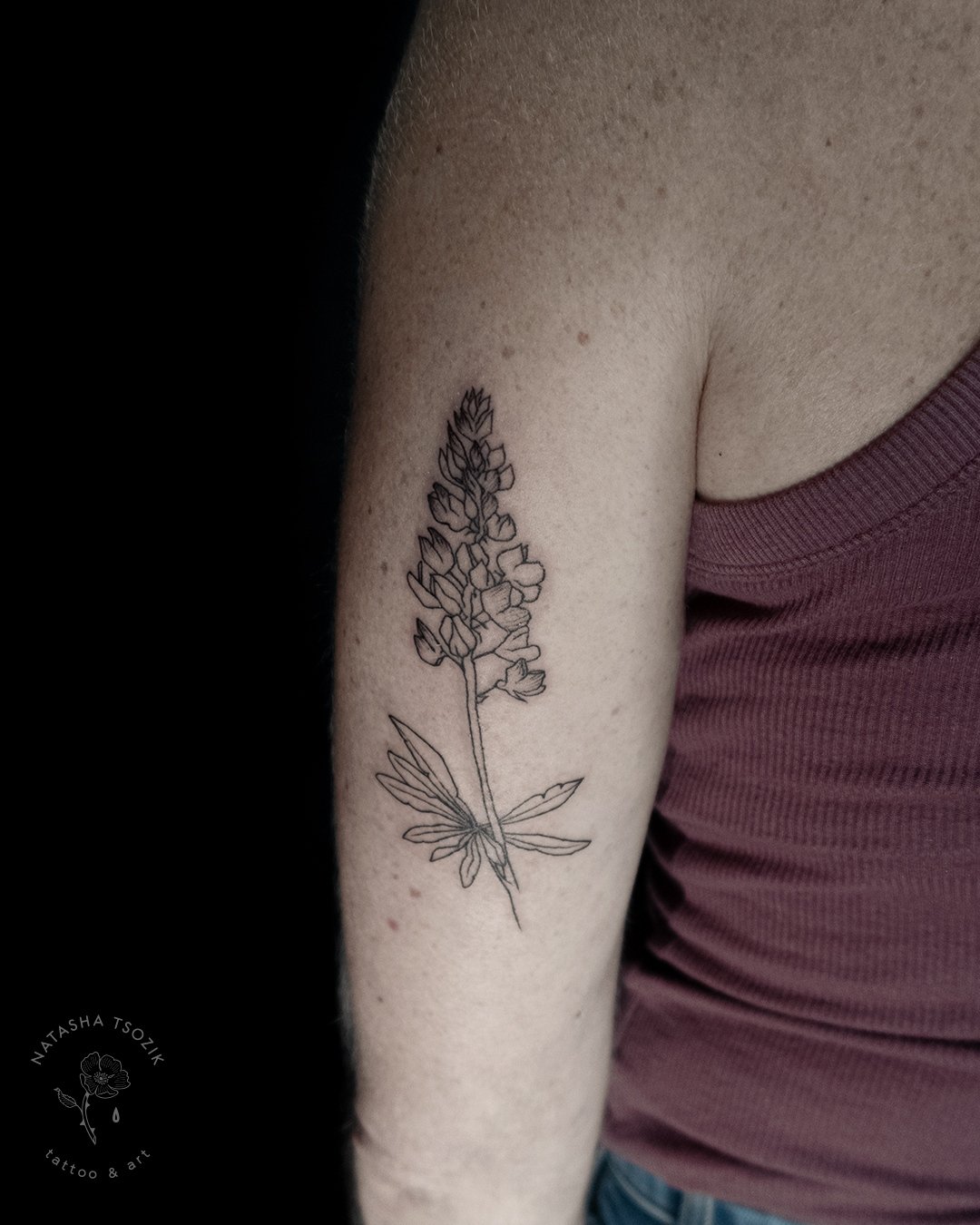 Lupin Flower Tattoo by Natasha Tsozik