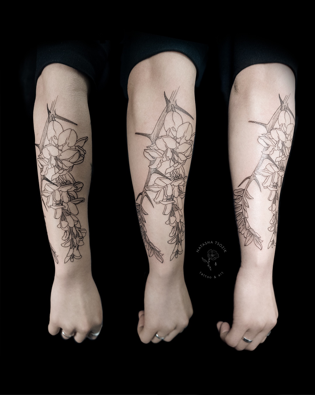 Locust Plant - Floral Tattoo by Natasha Tsozik