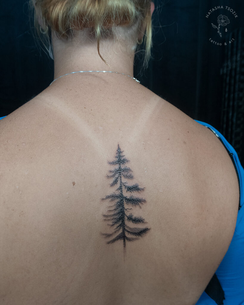 Redwood tattoo on a back