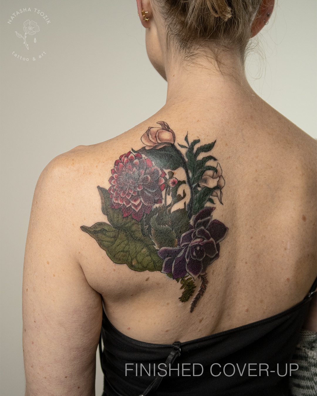back shoulder cherry blossom tattoo｜TikTok Search